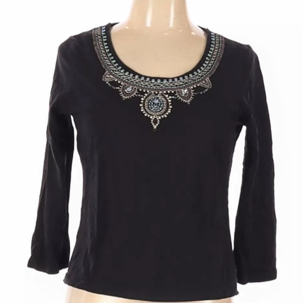 Rafaella black long sleeve top in a size medium